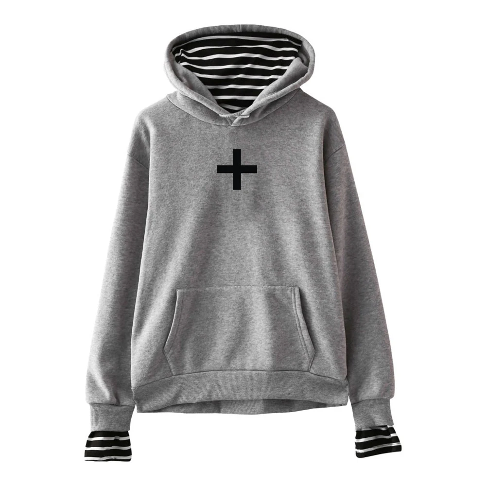 Hoodies da Forma para Mulheres Comprida com Capuz da Camisola 2020 de Venda Amanhã Juntos Falso Duas Peças Manga Quente Kpop Hoodies Streetwear Txt x 4 Cheap Agasalhos e Moletons