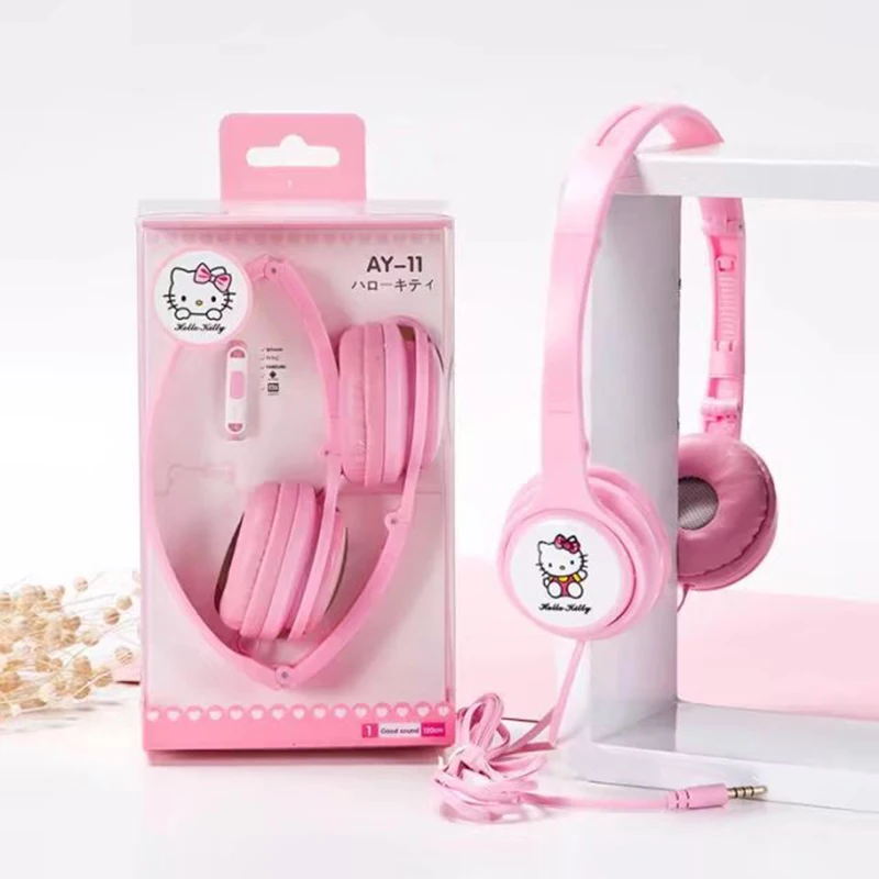 Foldable Cute hello kitty Cartoon earphone headset Kids headphones for