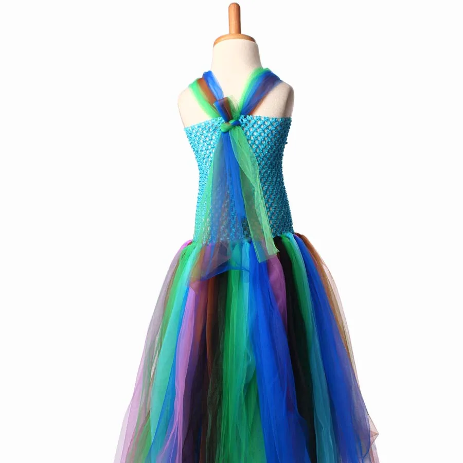 Handmade Peacock Inspired Girls Tutu Dress Party Dresses Holiday Clothing Baby Dress Up Fancy Tutus Vestidos (8)