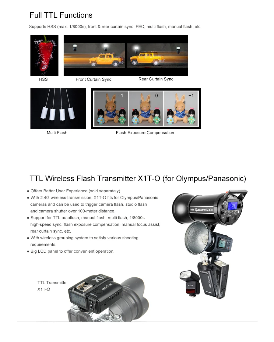 Вспышка Godox V860II O Speedlite GN60 HSS 1/8000s TTL + триггерный передатчик для Olympus PanasonicCD50 2