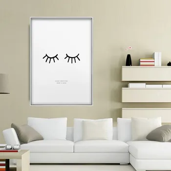

SURE LIFE Close Your Eyes Make A Wish Inspirational Canvas Painting Black And White Poster Print Wall Art Picture Home Decor