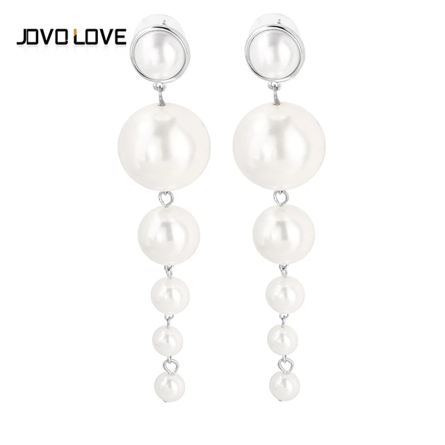 Jovo Unique Diffe Size Five Pearl Earrings For Female Party Jovo Unique Diffe Size Five Pearl Earrings For Female Party Jewelry Delicate Long Dangle Women