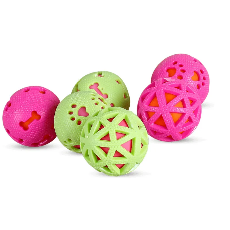 

Pets Dog Toys with Sound Dog Chew Toy Hollow Contrast Color Elastic Rubber Balls Funny Pet Toys