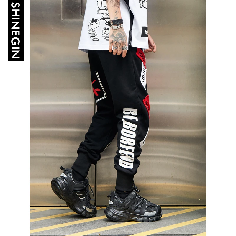 SHINEGIN Streetwear Stitching Color Joggers Hip Hop Pants Men Elastic Waist Cargo Pants Tapered Pants Pantalon Homme 072W SHINEGIN Streetwear Stitching Color Joggers Hip Hop Pants Men Elastic Waist Cargo Pants Tapered Pants Pantalon Homme 072W