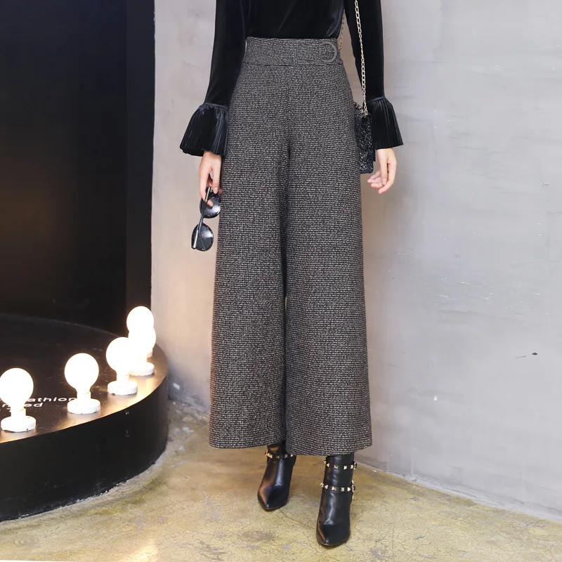 Lana La Nueva Desgaste Alta Sueltos Cintura Pierna Llegada Señora Pantalones Invierno Mujeres Longitud Tobillo De Trabajo Oficina Grey Cálido 2019 g8aqdg