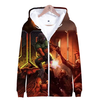 

2019 3D Doom Man Zip Up Hoodie Sweatshirts Harajuku Long Sleeve Zipper Men Woman Doom Eternal Game Hoodie Sweatshirt Jacket
