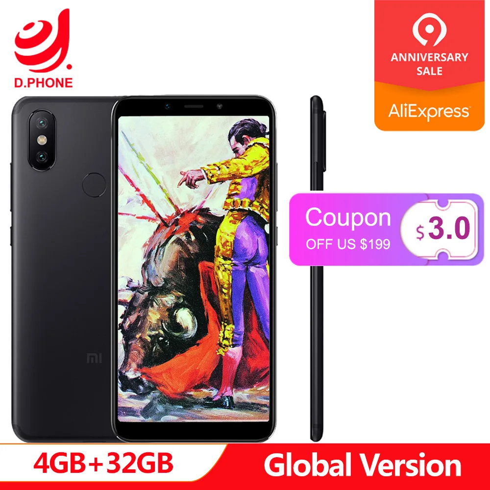 Global Version Xiaomi Mi A2 MiA2 4GB RAM 32GB ROM Mobile Phone Snapdragon 660 Octa Core 5.99