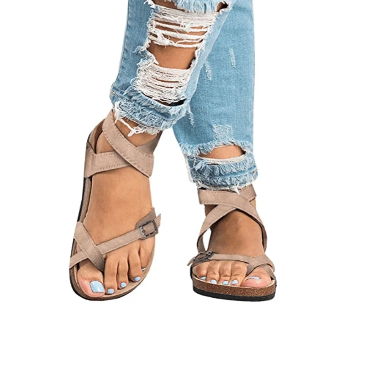 Woman Sandals 2019 Summer Flat Sandals Roman Belt Buckle Shoes Casual Female Gladiator Sandals Ladies Sandalia Feminina