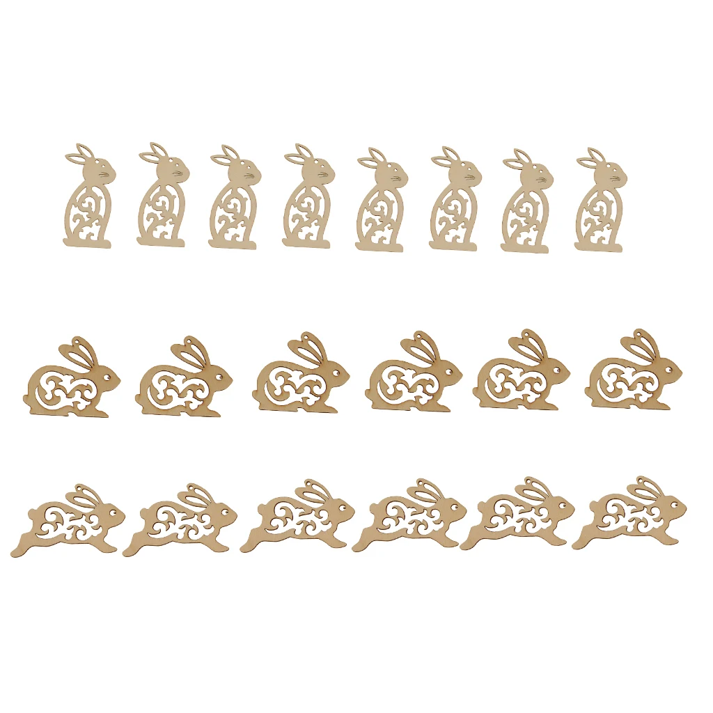 20pcs Unfinished Wood Hollow Rabbit Shape Wooden Embellishments for Kids Crafts DIY Gift Tags