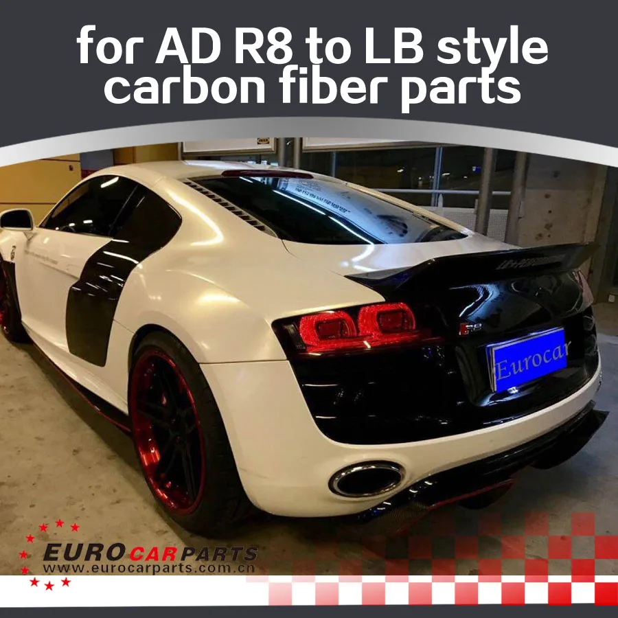 AD R8 carbon finber передний задний спойлер для R8 carbon fiber передний задний диффузор спойлер багажника боковые юбки