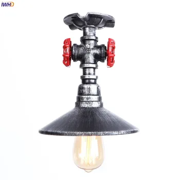 

IWHD Retro Loft Style LED Ceiling Lights Retro Iron Water Pipe LED Ceiling Lamp Fixtures Home Lighting Luminaire Lamparas