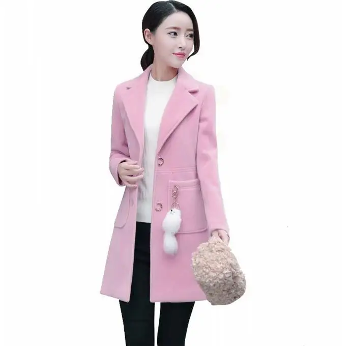 

Winter jackets female 2019 new popular woolen coat long autumn and winter women's slim body woolen coat women's clothing