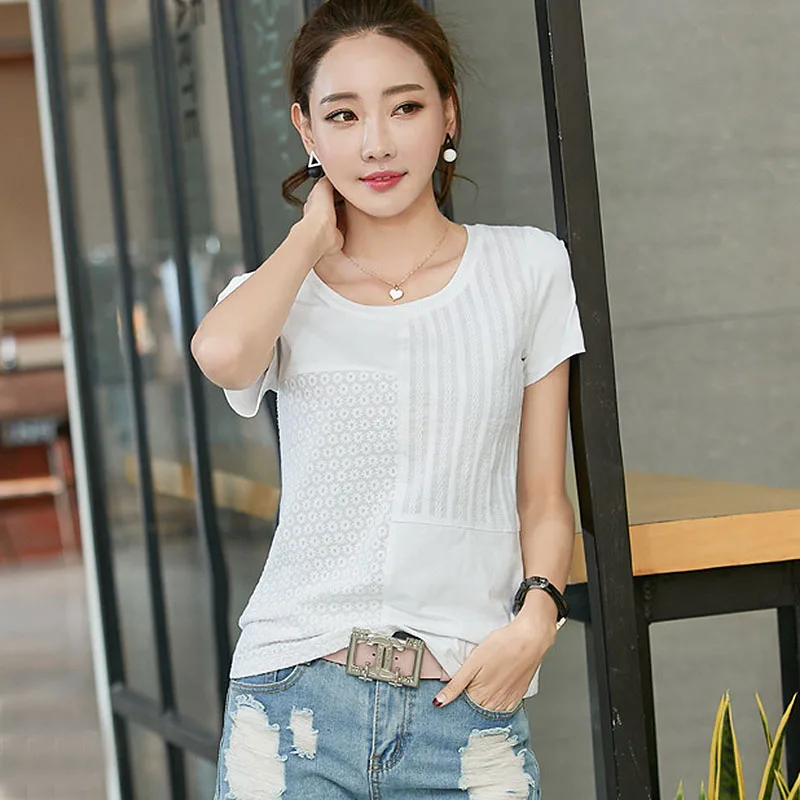BOBOKATEER Camiseta de manga corta para mujer camisetas verano camiseta mujer bordado camiseta mujer tops mujer verano 2018