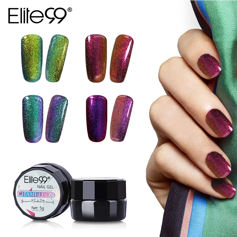 

Elite99 Soak Off Bling Chameleon Changing Color Gel Polish UV LED Varnish 5ml UV Base Top Coat Nail Gel Polish On Sale