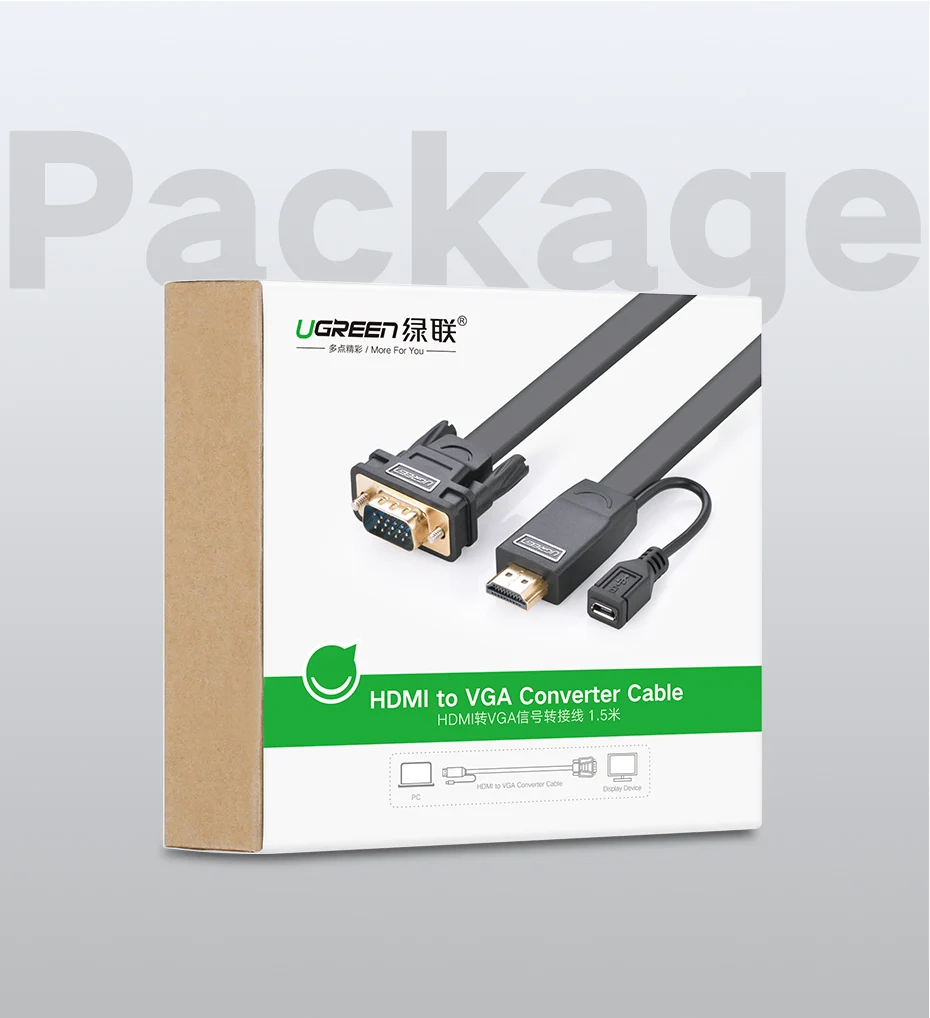 Ugreen 1080 P активность hdmi для VGA кабель адаптер цифро-аналоговый преобразователь звука кабель для Xbox360 PS3 ноутбуков телевидение окно, чтобы проектор