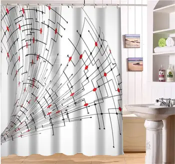 

WJY425Y32 Custom Hand-painted mathematical equations and lines Fabric Modern Shower Curtain bathroom Waterproof XY32