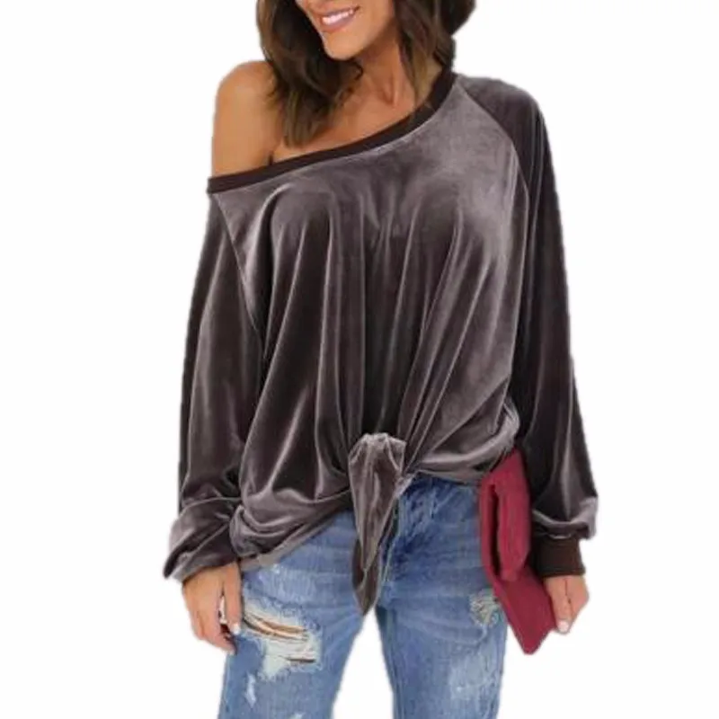 Women-Velvet-Blouses-Long-Sleeve-Off-Shoulder-Bandage-Blusas-Sexy-Loose-Velour-Shirts-Blusas-Top-Plus