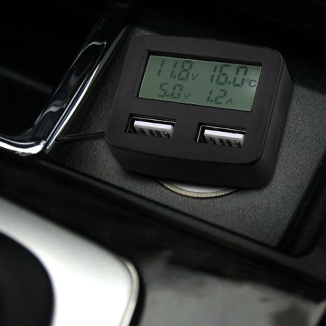 5 в 1 портативный автомобильный тестер напряжения двойной USB Автомобильное зарядное устройство вольтметр Вольт ток измеритель температуры цифровой монитор дисплей