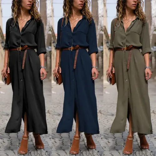 

Women Clothing Long Sleeve Long Maxi Dress Oversized Kaftan Shirt Dress Plus Dress Women Dresses Summer Clothing