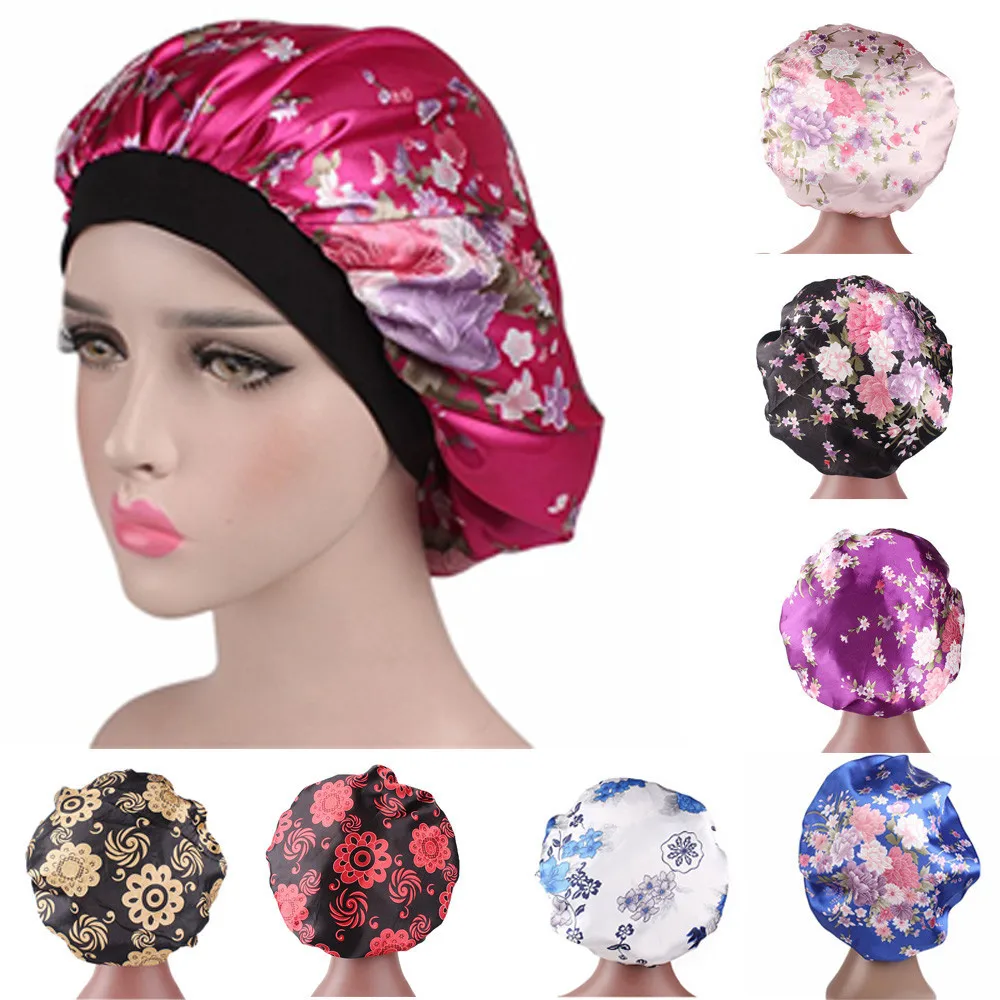 

Women's Satin Printed Wide-brimmed Hair Band Sleep Cap Chemotherapy Hat Hair Cap festival touca hats for women hat summer