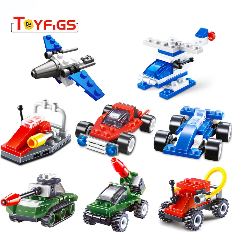 

10 Kinds Original Mini Transportation Block Car Building Blocks Compatible legoeINGlys Duploe Soliders Police Bricks gh30