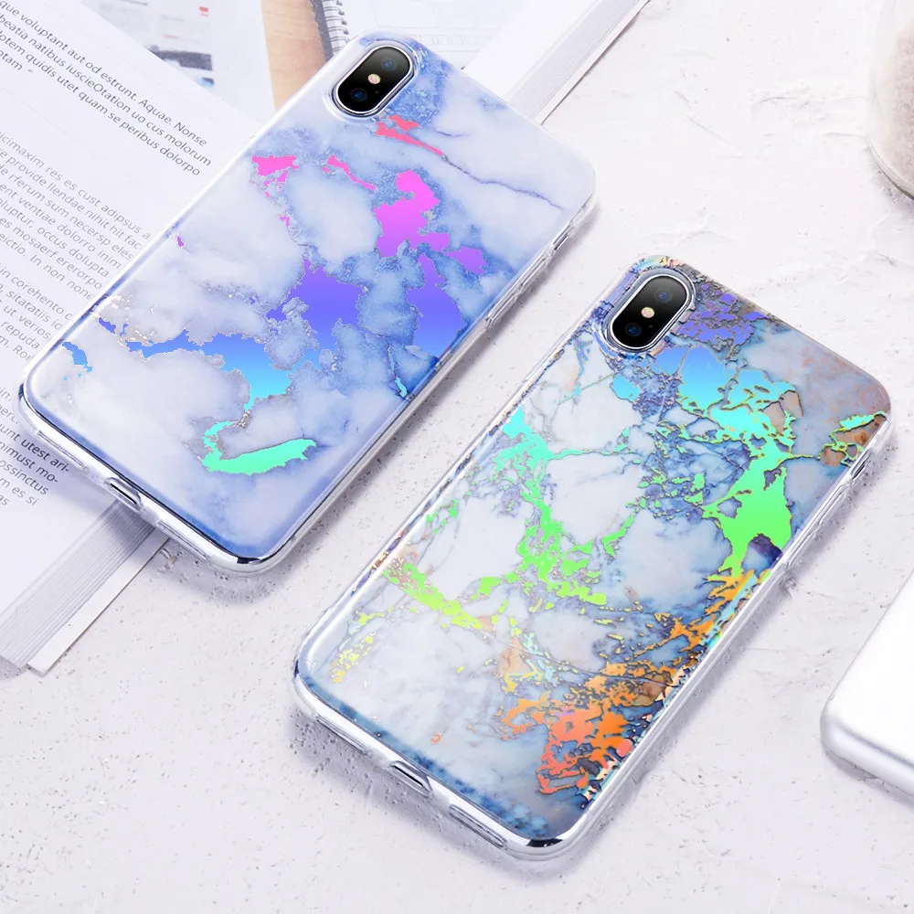KISSCASE красочный мраморный силиконовый чехол для iPhone X 7 8 Plus 6s 6 Мягкий узор задняя
