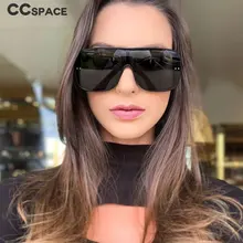 Одна линза большая оправа с заклепками солнцезащитные очки для мужчин и женщин Модные Оттенки UV400 Винтажные Очки 45785