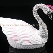 Чешский кристалл лебедь ручной работы Вдохновленный брелок коробка ручной работы эмаль фигурка птицы кольцо Коробка Свадебный Лебедь подарки