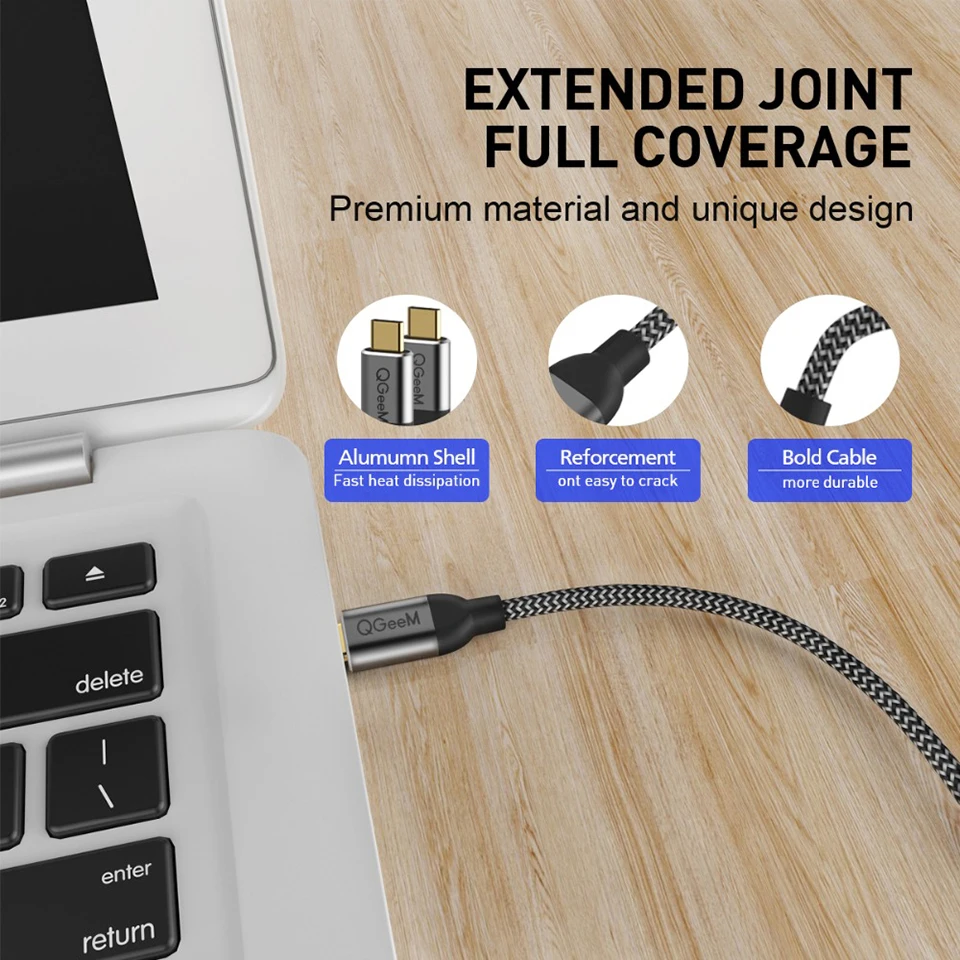 QGeeM USB 3 1 Type C к кабель Gen2 PD 60 Вт зарядный провод нейлоновый шнур для Samsung S9 S8 Macbook