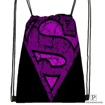 

Custom superman-logo Drawstring Backpack Bag Cute Daypack Kids Satchel (Black Back) 31x40cm#180612-02-25
