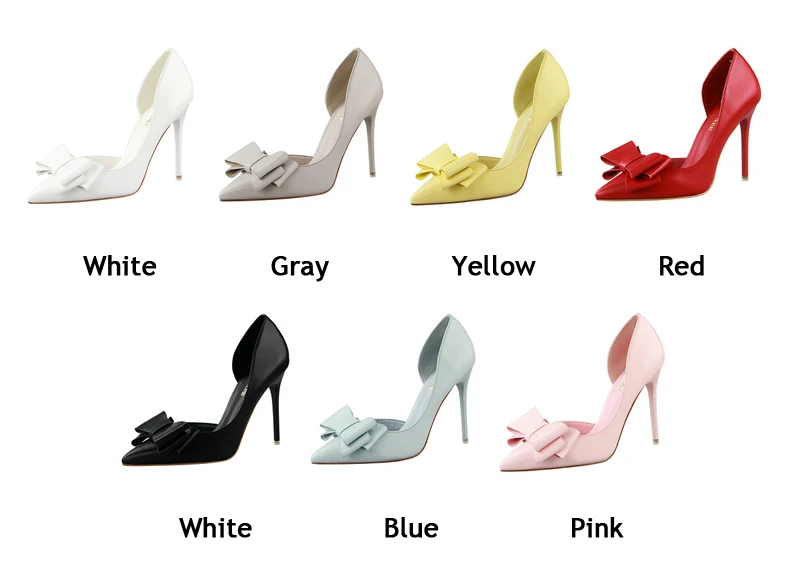 Women's Pumps Womens High Heels Shoes Butterfly-knot Slip-On Sexy Women High Heels Shoes Brand Party Women Pumps Yellow Size 8 (12)