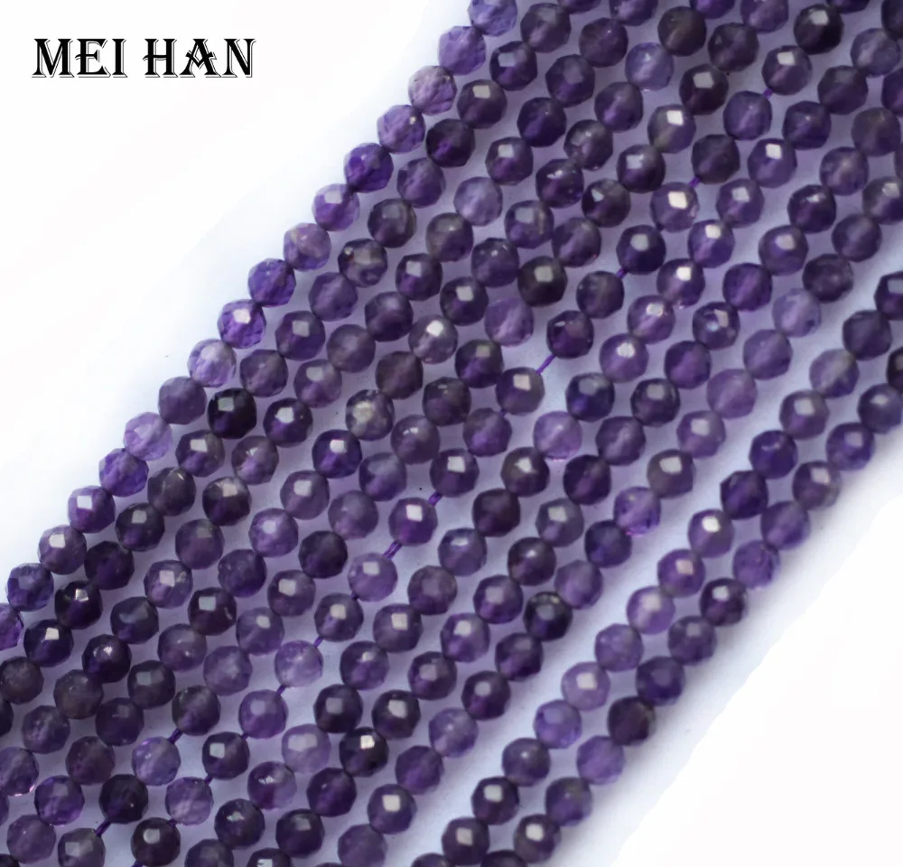 Meihan натуральный 4 мм(3 нити/комплект) аметистт граненый круглый бисер для изготовления ювелирных изделий Дизайн diy браслет