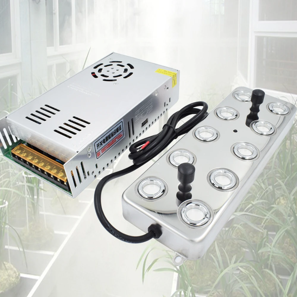 110V 220V 10 Head Ultrasonic Mist Maker Fogger Humidifier Facial Mist Sprayer Industry Aeromist Hydroponics Transformer