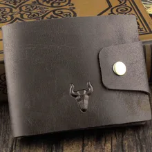 Высококачественный мужской жесткий кошелек из натуральной кожи с двумя сложными картами