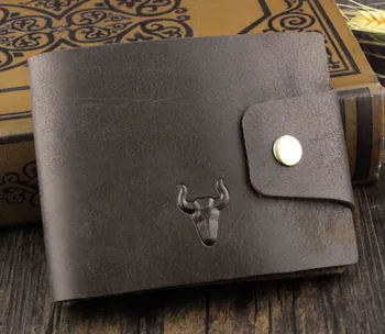 

High Quality Gentry Men Hard Genuine Leather Bifold Card Coin Trend Snap Wallet