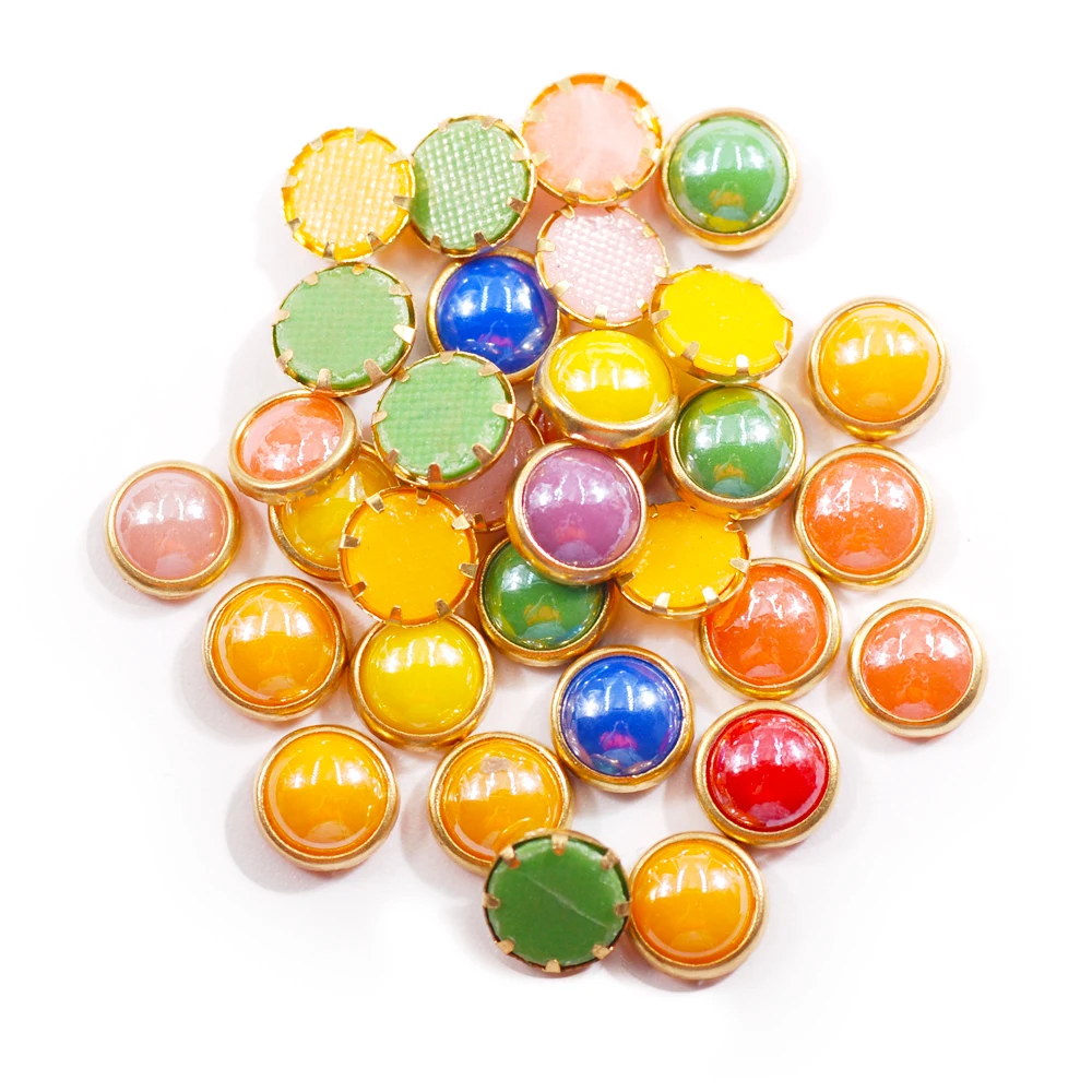 

100pcs/200pcs ceramic diamond flat base Hot Fix Rhinestone with Metal claws mix color for DIY Clothing decoration