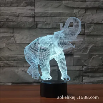 

Elephant Shape Colorful Usb 3D Light LED Stereo Vision Night Light