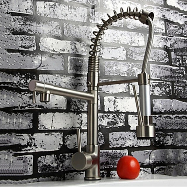 Cheap Vanity Solid Brass Nickle Brushed Spring Vessel Pull Out Kitchen Faucet Mixer Tap Deck Mounted Cheap Vanity Solid Brass Nickle Brushed Spring Vessel Pull Out Kitchen Faucet Mixer Tap Deck Mounted