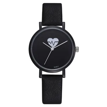 

2018 Minimalist Fashion Casual Business Dress Quartz Watches For Women Heartbeat Unisex Stainless Steel genuine Leather Strap #W