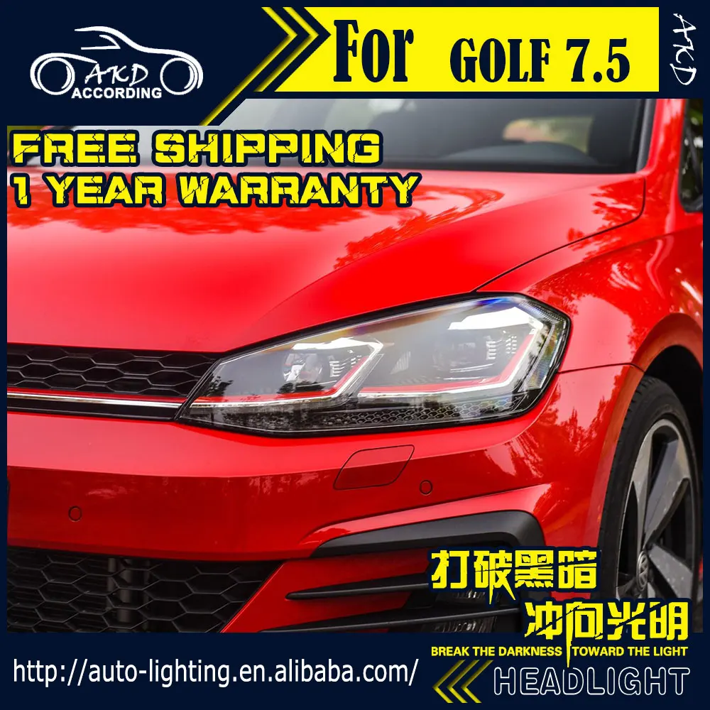 АКД стайлинга автомобилей Фара для Volkswagen Golf 7,5 фары гольф светодиодный фар Динамический светодиодный DRL D2H Hid биксеноновые фары