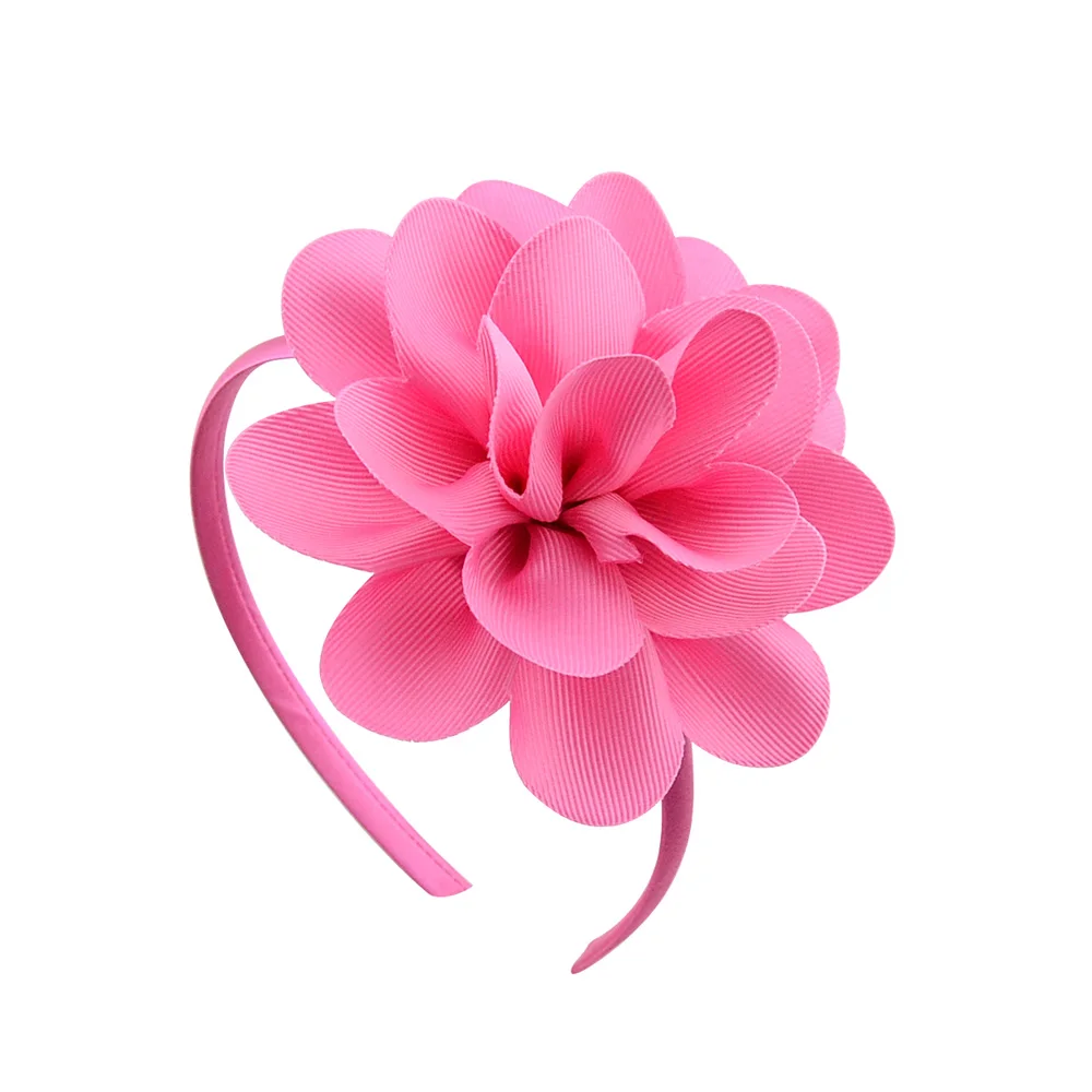 

1piece Solid Grosgrain Ribbon Big Flowers Hairbands Princess Hair Accessories Plastic Hairband Girl Hairbands With Bows 701