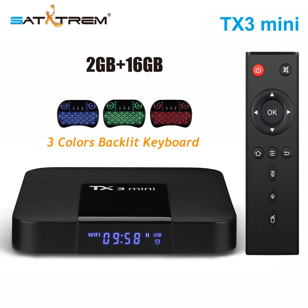 

SATXTREM TX3 Mini 2GB 16GB TV Box S905W Quad Core 2.4GHz WiFi Android 7.1 Support 4K HD YouTube Media player TX3mini Set top box
