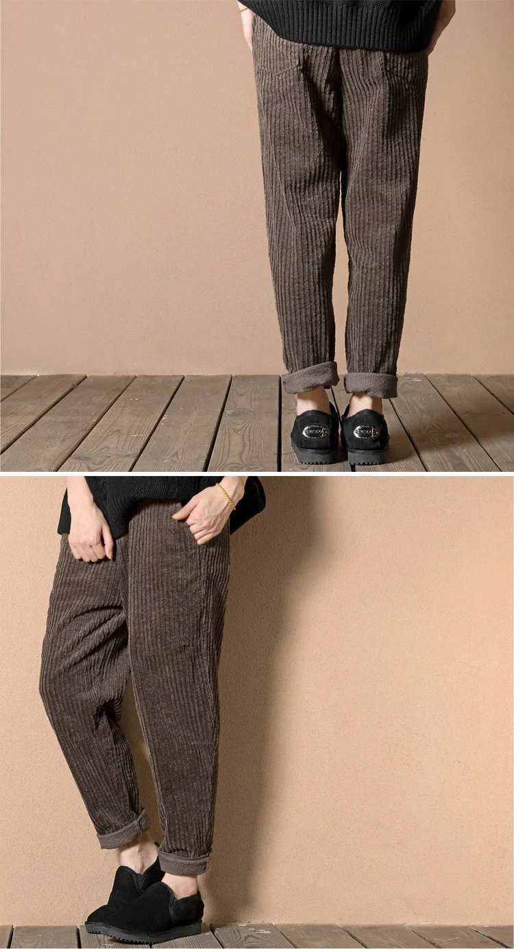 Осень зима женские свободные брюки новые осенние женские вельветовые шаровары с эластичной резинкой на талии винтажные шаровары штаны размера плюс 3XL