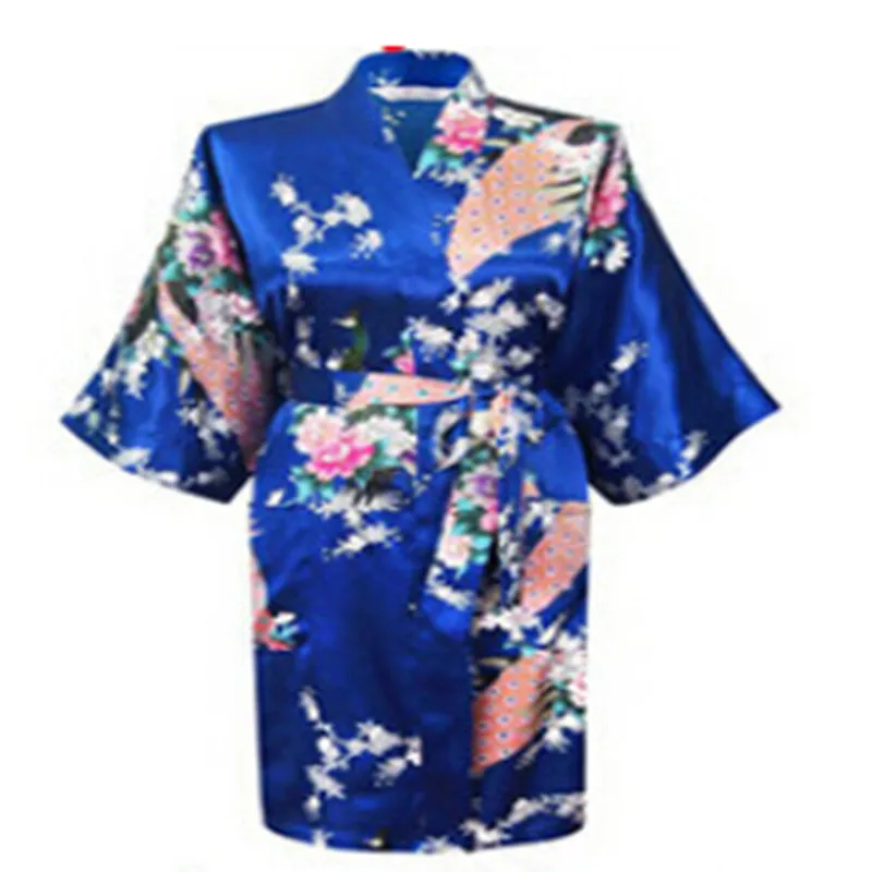 

2015 New Chinese Women Rayon Silk simulation silk Spring Summer Robe Kimono Bath Gown Nightgown bathrobe Phoenix flower pattern