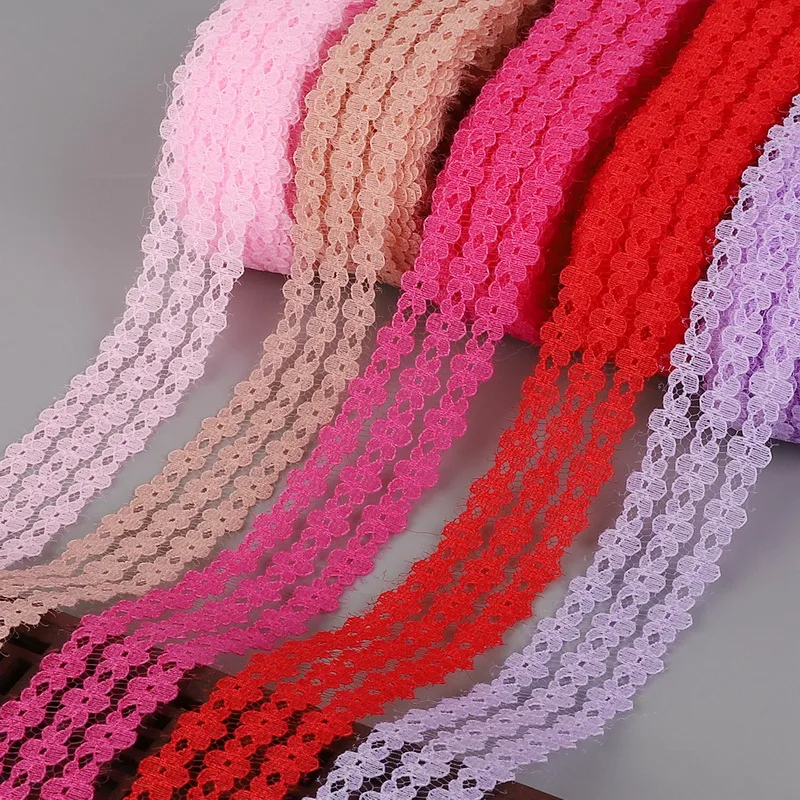 

New 10Yards/lot Lace Ribbon Tape 2.5cm Wide Trim Handcraft Embroidered Net Cord For DIY Sewing Decoration Lace fabric