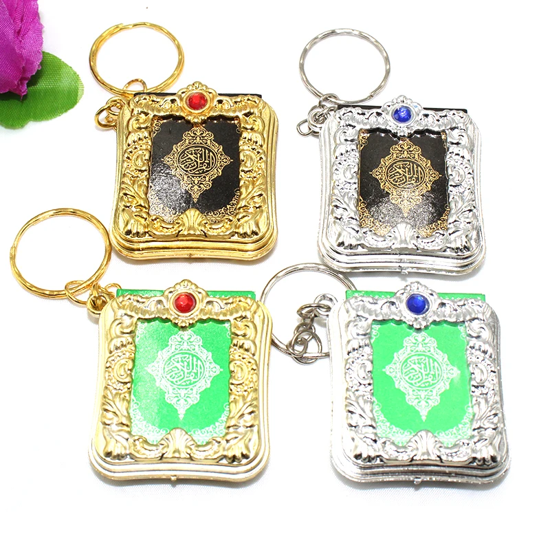 

10pcs Gold Silver Arabic real Quran Keychain EID mubarak Souvenir Islamic New Year Gift Muslim Festival Party Favors for Guests