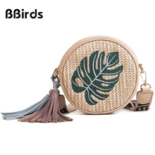 BBirds летняя новая женская сумка через плечо женская вышитая ананасом круглая Сумка Наплечная женская соломенная сумка