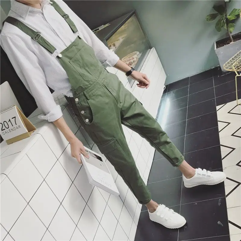 

Male casual overalls Hip hop Male casual loose pants New arrival Army Green jumpsuits Men suspender trousers 041608