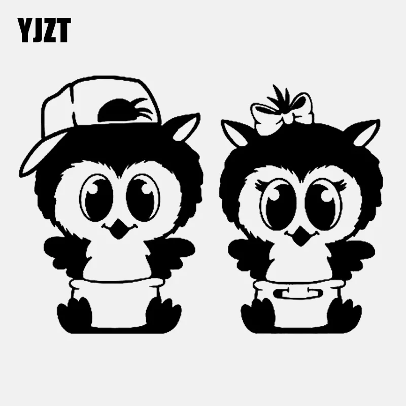 YJZT 13.5CM*9.5CM Cartoon cute Diaper Owls Vinyl Black/Silver Motorcycle Car Sticker C22-0975 | Автомобили и мотоциклы