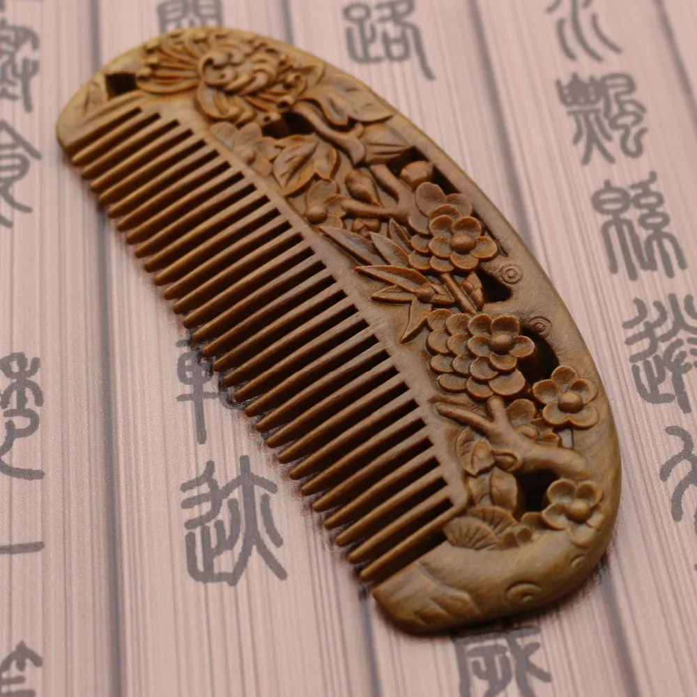 20 штук бутик натуральная расческа двойной Выгравированный Зеленый ...